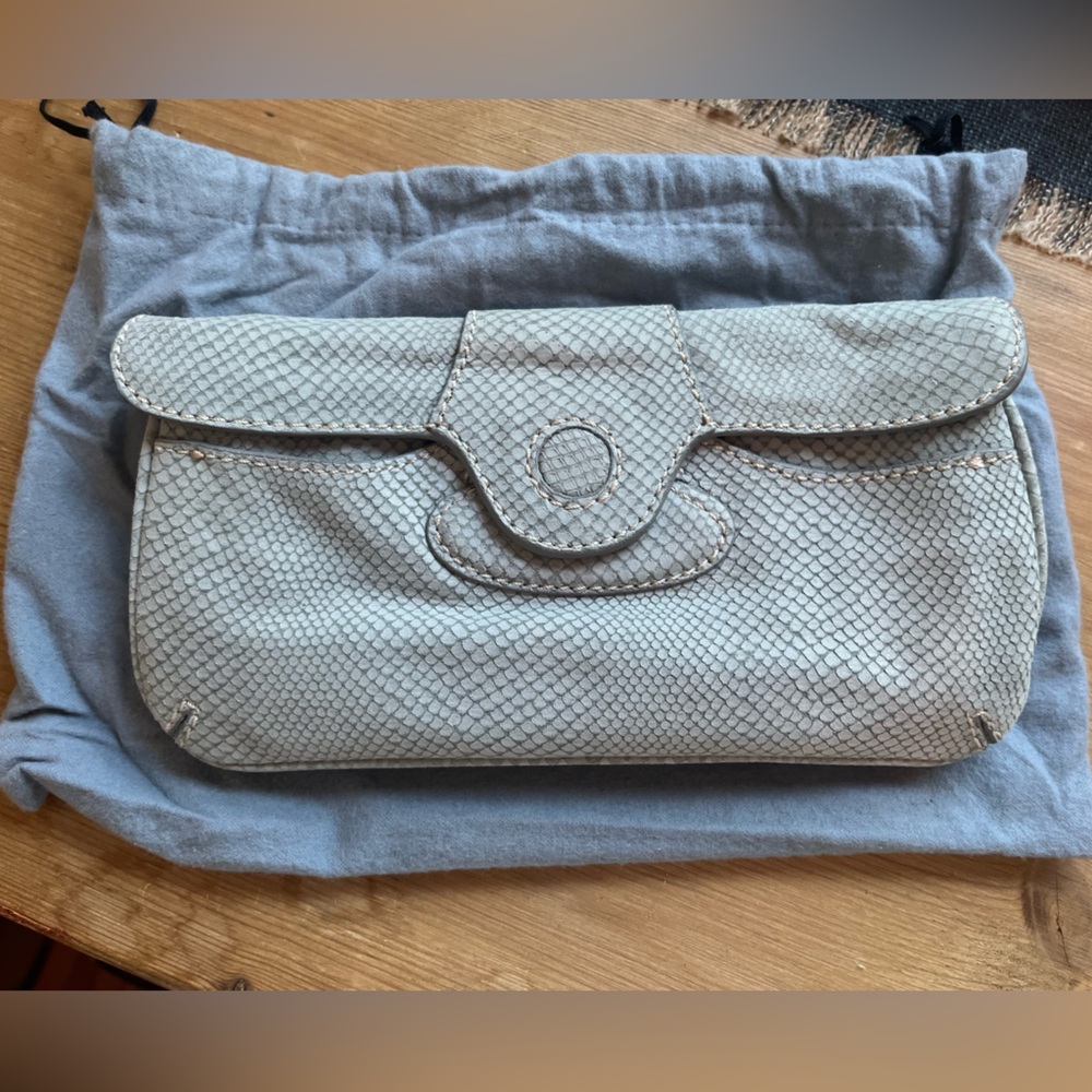 Talbots grey leather clutch